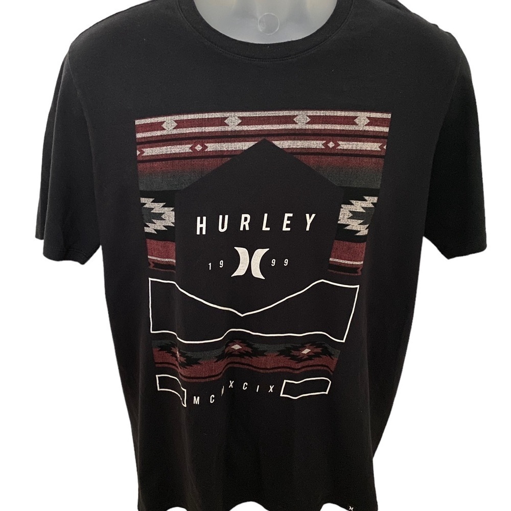 HURLEY Surf Black w/ Maroon Tee Shirt Men M Medium